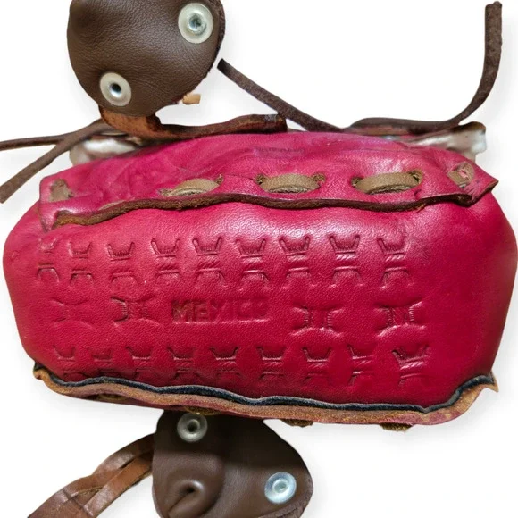 Genuine Leather Red Brown Silver Horse Equestrian Mini Vintage Saddle Bag - Picture 5 of 9